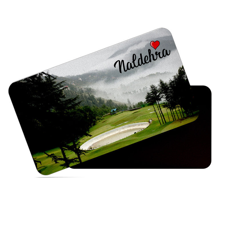 dhcrafts Rectangular Rubber Fridge Magnet / Magnetic Card Multicolor Himachal Pradesh Naldehra Design Pack of 1 (8.6cm x 5.4cm)